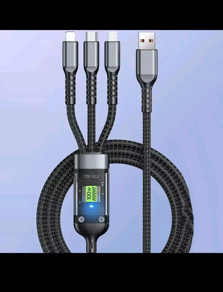 100w Super Fast charging 3in1 Data cable